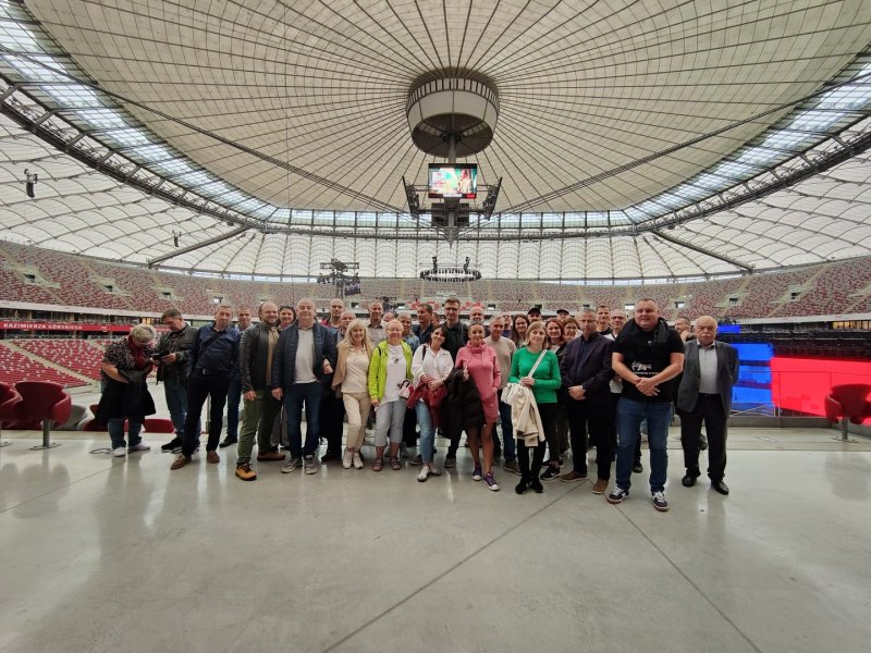 Uczestnicy wycieczki na Stadionie Narodowym